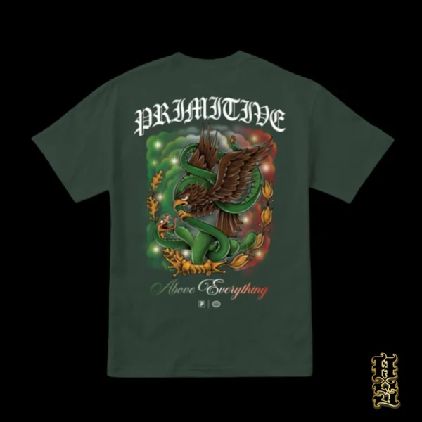 Playera Primitive Por Vida Heavyweight Verde