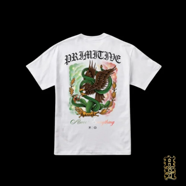 Playera Primitive Por Vida Heavyweight Blanca